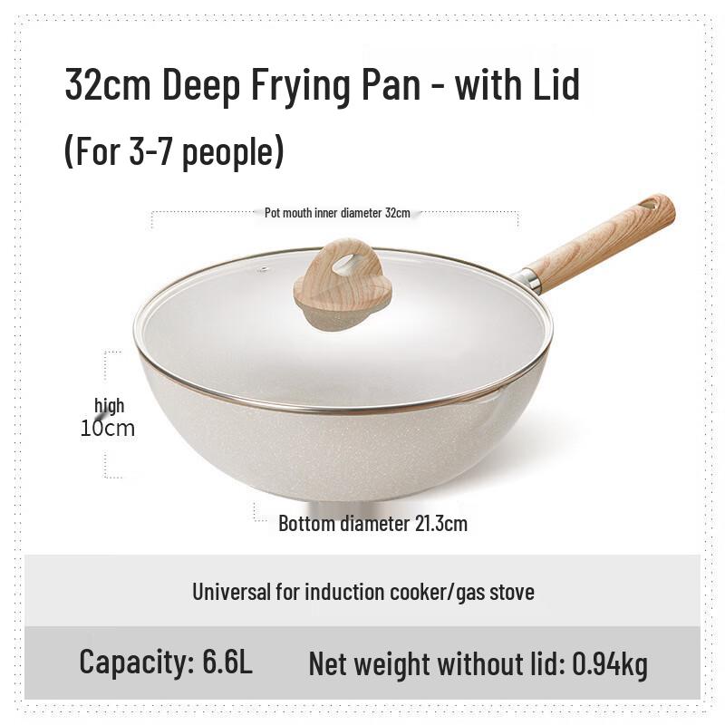 Tri-Dragon 32cm Maifan Stone Non-Stick Wok with Lid