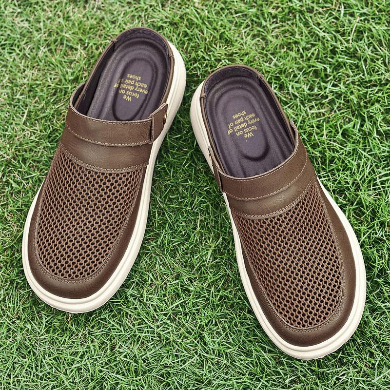 Fashion Breathable Men's Outdoor Slippers New Arrival Summer Half Drag Outdoor Wear-Resistant Sandals Anti-Slip Two-Purpose Half Flats