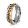 Men's Titanium Steel Rotating Chain Ring - Rotatable Stress Relief Jewelry and Beer Bottle Opener
