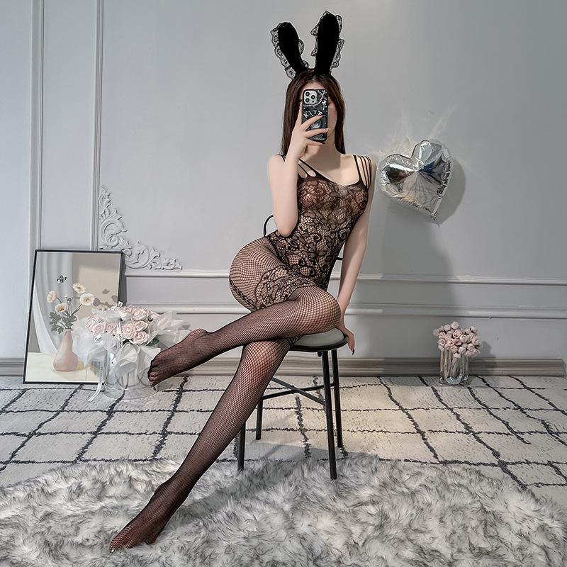 Sexy Underwear Women's Sexy One-piece Netwear Lace Suspenders One-piece Stockings Uniform Set Net Socks One-piece