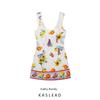 Kaslead New Women Clothes Western Style Fashion Simple Back Decoration Bow Short Dress