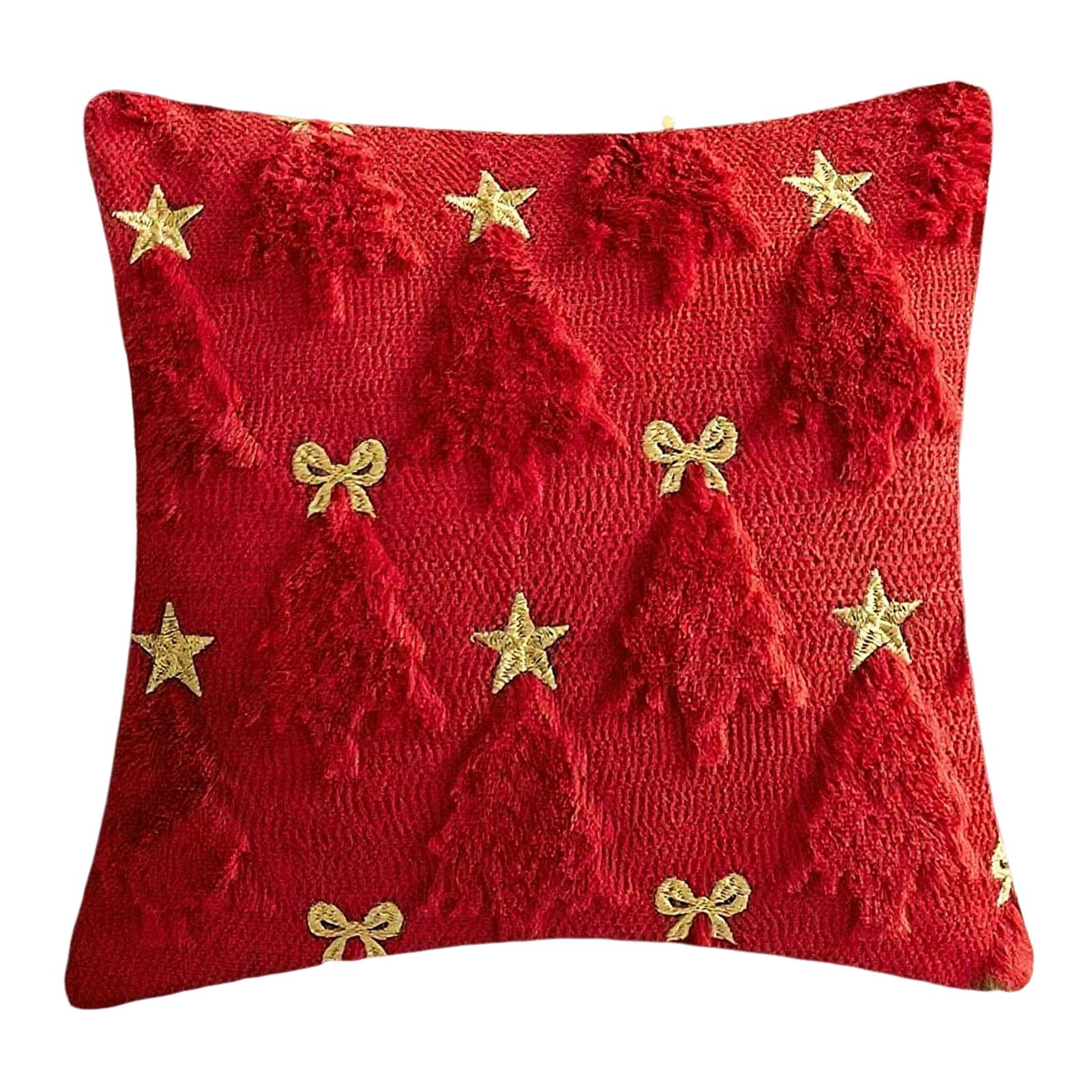 

Sofa Decorative Pillow Cover Xmas Themed Soft Comfortable Fabric With Invisibles Zipper For Bedroom Nightstand Accents красный