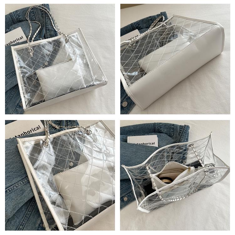 2024 Spring Women's Large PVC Transparent Tote - Casual Shoulder Bag, Summer Trend