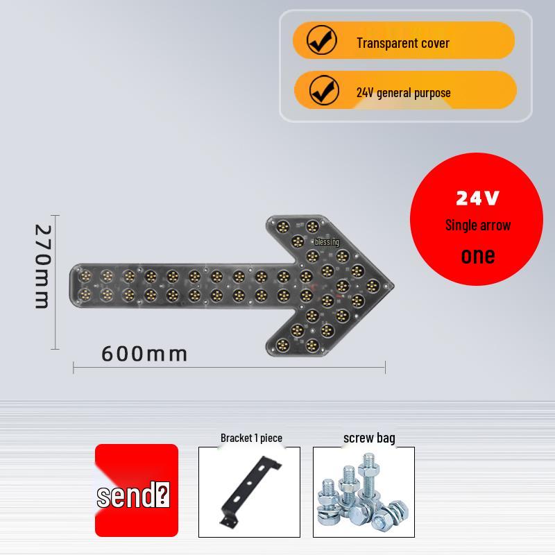 LED Directional Arrow Light 12V/24V for Trucks - Engineering, Construction, Warning, and Strobe Indicator.
