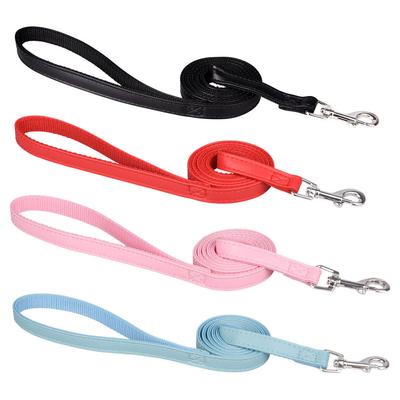 Laisse pour animaux de compagnie taille 120 cm en cuir PU rembourré en nylon pour chien, laisse de dressage pour chien, chat, chiot, bleu, noir, rouge, rose