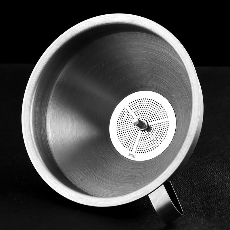 Baijie 304 Detachable Stainless Steel Funnel with Filter, Large Diameter Oil, Wine, Vinegar Strainer for Home Kitchen Use