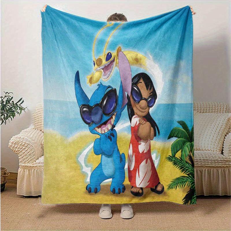 

Lilo and Stitch Cartoon Flannel Blanket - Ultra-Soft, Cozy, and Comfortable for Sofa, Bedroom, Camping, and Travel - Four-Season Versatility 130x150cm