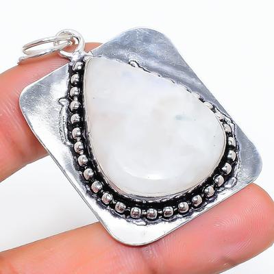 Natural Rainbow Moonstone Handmade 925 Sterling Silver Pendant 2.05" z1Q77