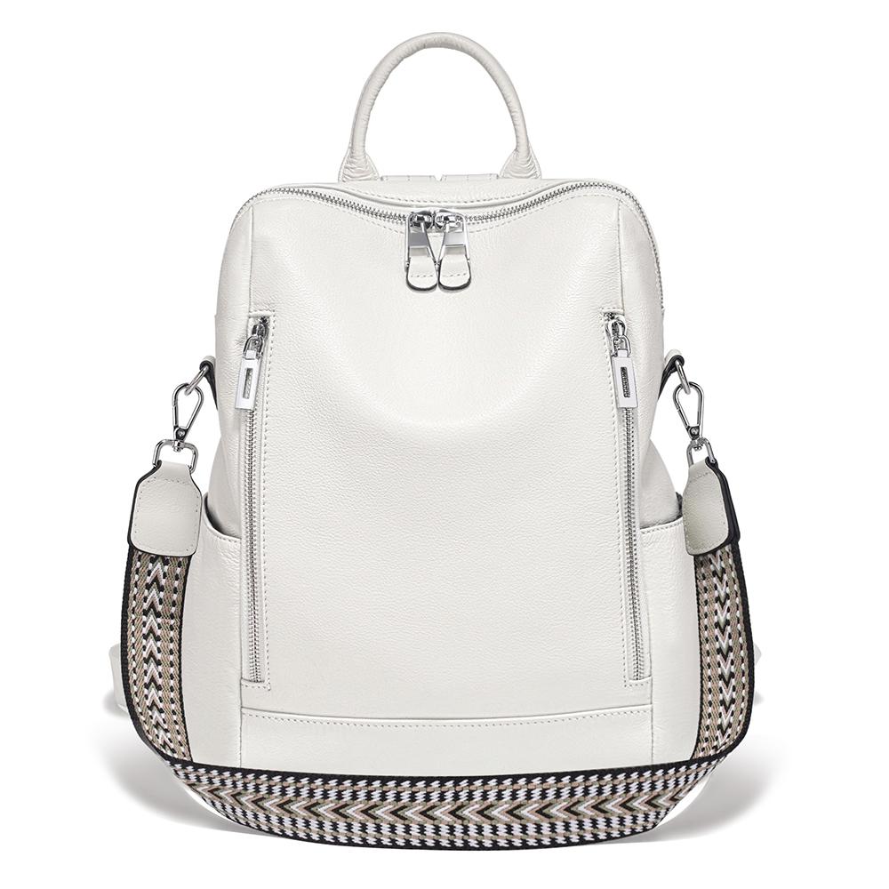 

Zency Fashion Рюкзак из натуральной кожи, многокарманный дизайн, дорожная трансформируемая сумка через плечо белый