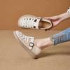 Hollow Bag Head Sandals Women's 2025 Summer New Casual Hole Shoes Soft Leather Retro Woven Breathable Flat-bottomed Soft Single Shoes