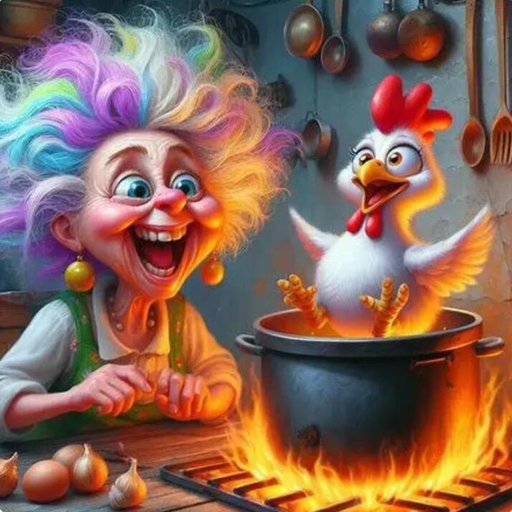 Happy and Funny Grandma Cooking DIY Diamond Painting Portrait New 2024 Full Diamond Embroidery Handmade Mosaic For Home Decor J3939