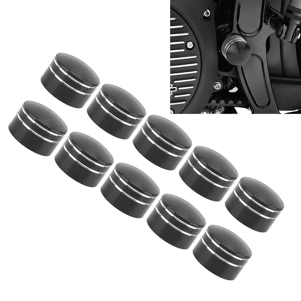 10PCS Motorcycle Head   Cover CNC Aluminum Black Round Grooved Engine Screw Topper Covers   for Motorbike Body Frame  