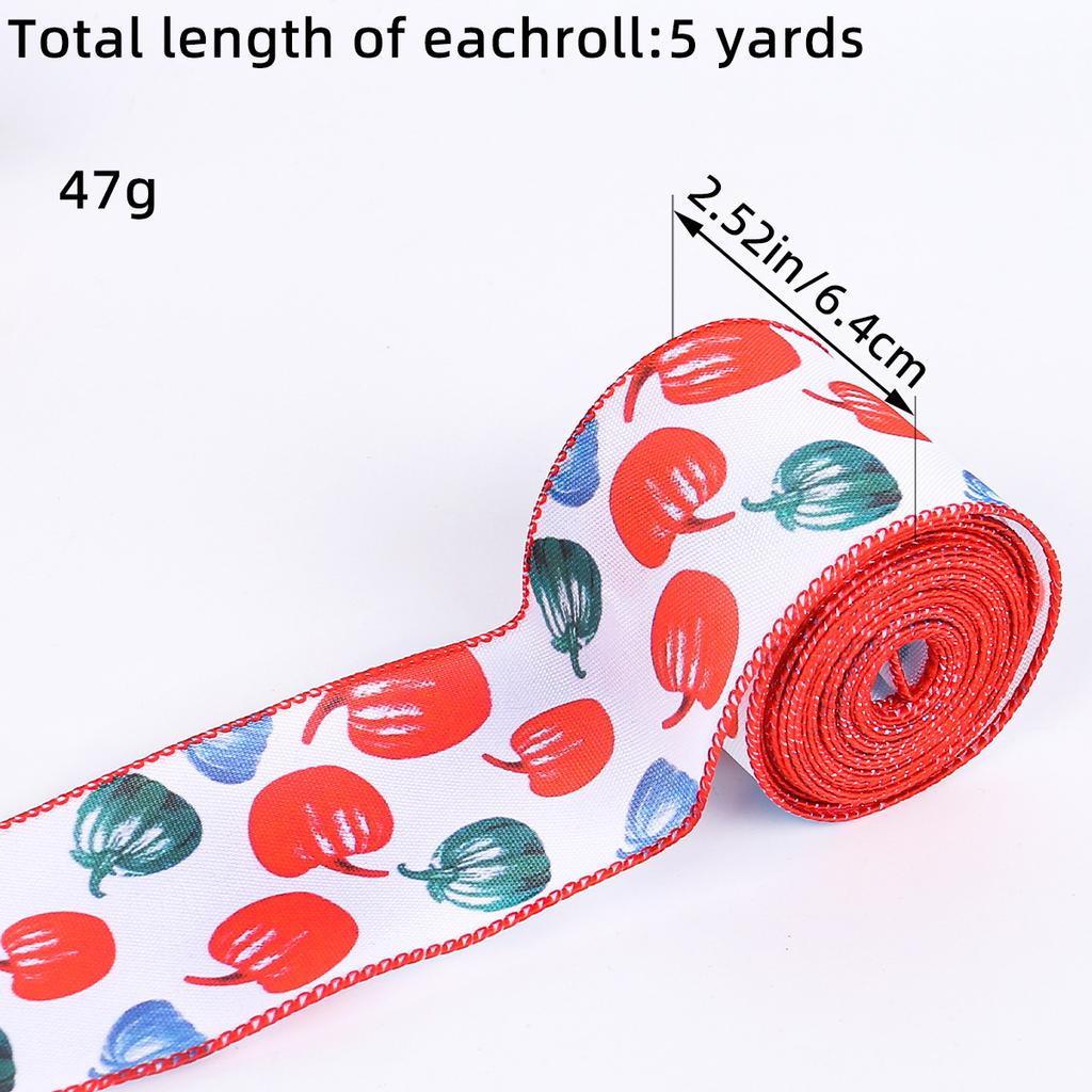 1 Roll, 457*6.4 Cm/180*2.5 Inches, Autumn Harvest Copy Edge Woven Ribbon, Harvest Festival Decoration Ribbon, Pumpkin Maple Leaf Ribbon