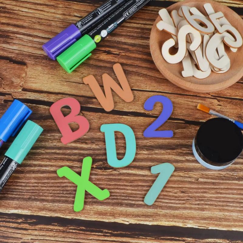 Unfinished Wood Letters Crafts Unpainted Wooden Alphabet Letters for Sign Wall Decor Homemade(26 letters and 10 numbers)
