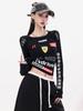 American Spicy Girl Printed Long Sleeve Slim Fit Motorcycle-Style T-Shirt