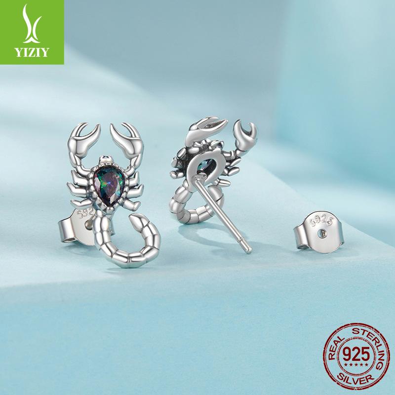 Retro Scorpion S925 Sterling Silver Stud Earrings Cross-Border Foreign Trade Explosion Men'S And Women'S Light Luxury Niche Earrings