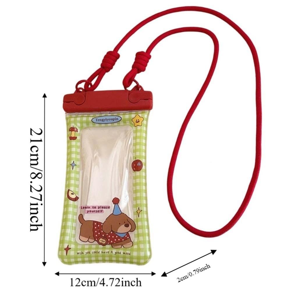 Adjustable Strap Waterproof Phone Pouch Cartoon Animal Printed Sealed Transparent Hanging Neck Bag PVC ABS Crossbody Dry Bag Men