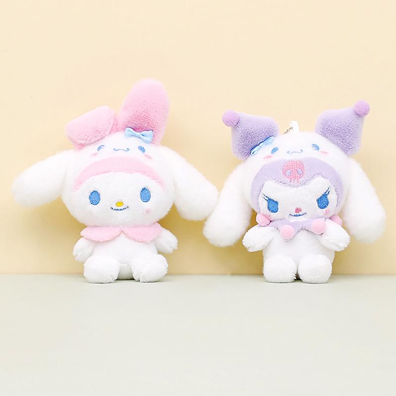 Keychain Cute Cinnamorol My Melody Kuromi Keyring Children Toys Pompom Purin Pochacco Plush Keychains Girls