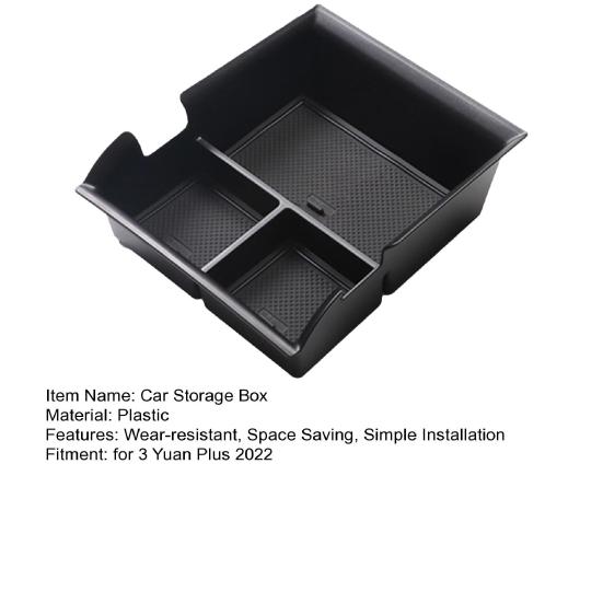 Förvaringslåda för bil 3 fack Plast Mittkonsol Armstöd Förvaringslåda för Yuan Plus