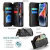 Crossbody for iPhone 14 Case Wallet RFID Blocking with 7-Card Holder Zipper Bills Slot, Soft PU Leather Magnetic Shoulder Wrist Strap
