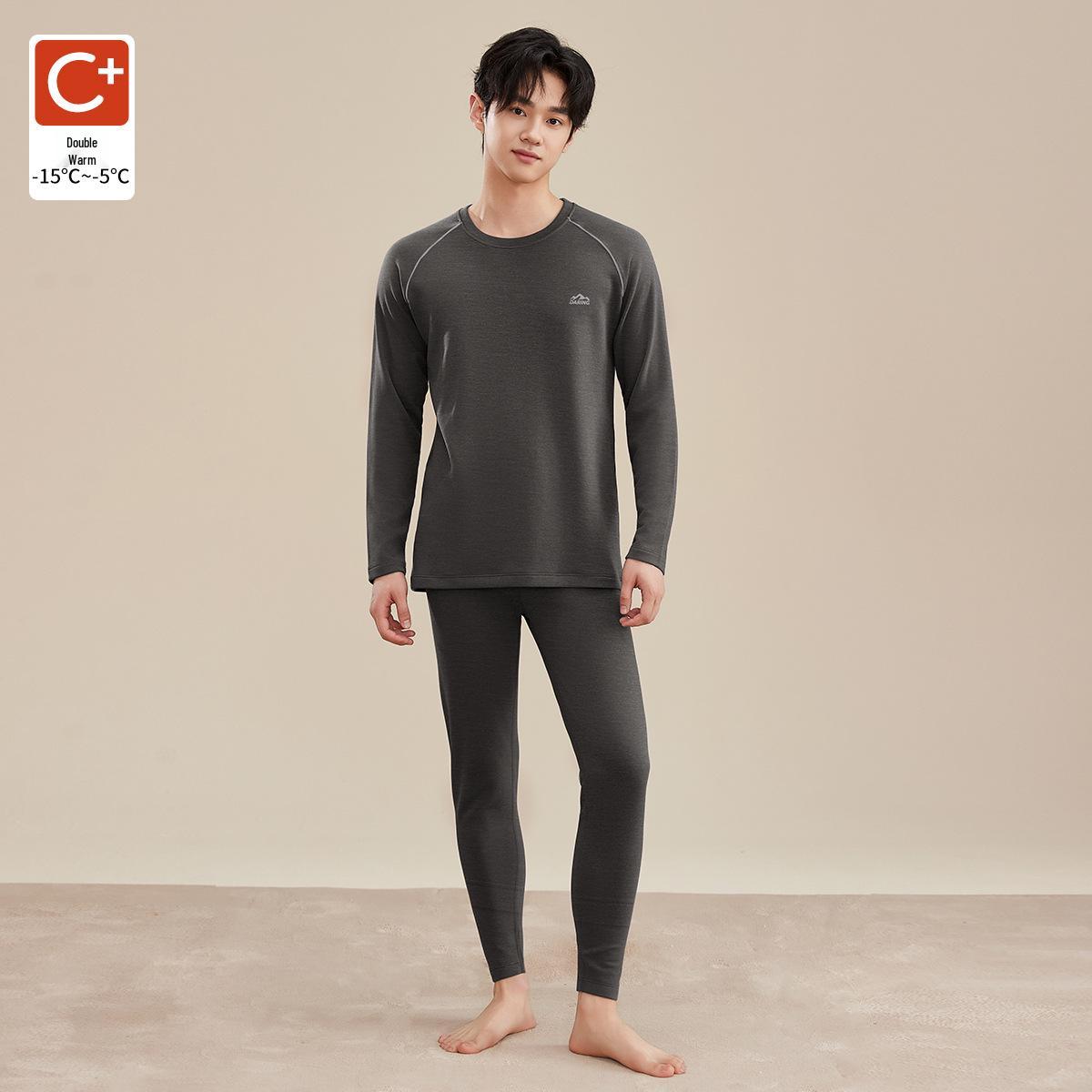 

Мужской термокомплект из шерсти, шелка и протеина 2025 - Немецкий бархат, на флисовой подкладке, очень толстый для осени Extra Large