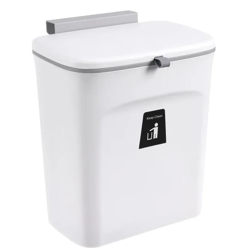 

7/9L Kitchen Trash Can Household Storage Trash For Kitchen Cabinet Door Wall Hanging Recycling Garbage Basket with Lid Waste Bin 7L белый