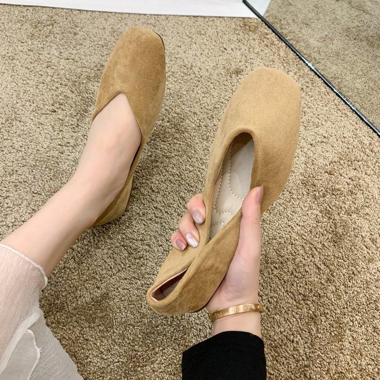 Pantofi Doudou pentru femei primăvara 2025 noi cu gură joasă, vârf pătrat, pantofi simpli cu talpă moale, versatili, pantofi de damă negri, balerini pentru condus la serviciu