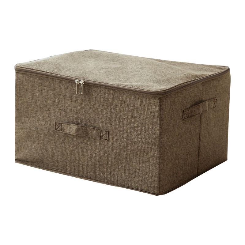 Foldable Cotton & Linen Zipper Storage Box with Lid - Sealed Clothing Organizer