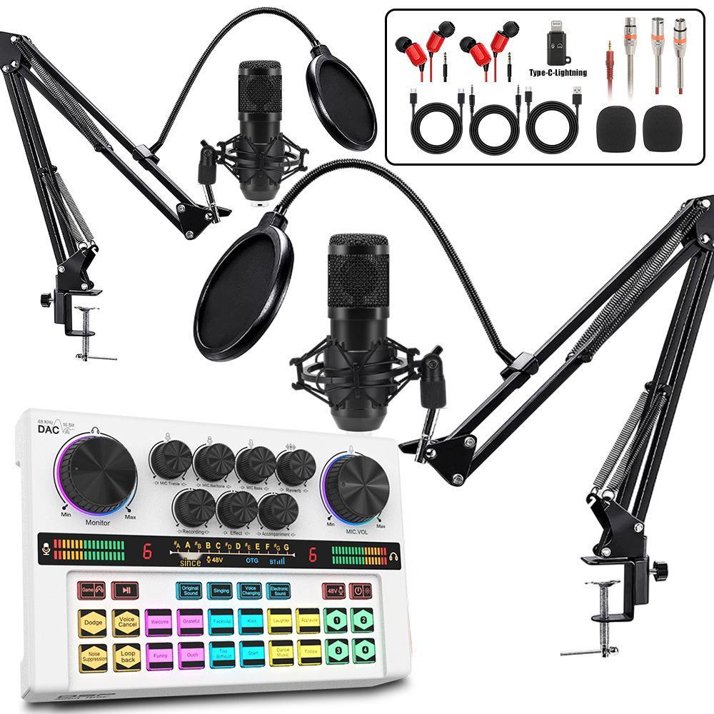 Y200 48V Zvuková karta & Rameno s mikrofonem pro živé vysílání & Podcasting