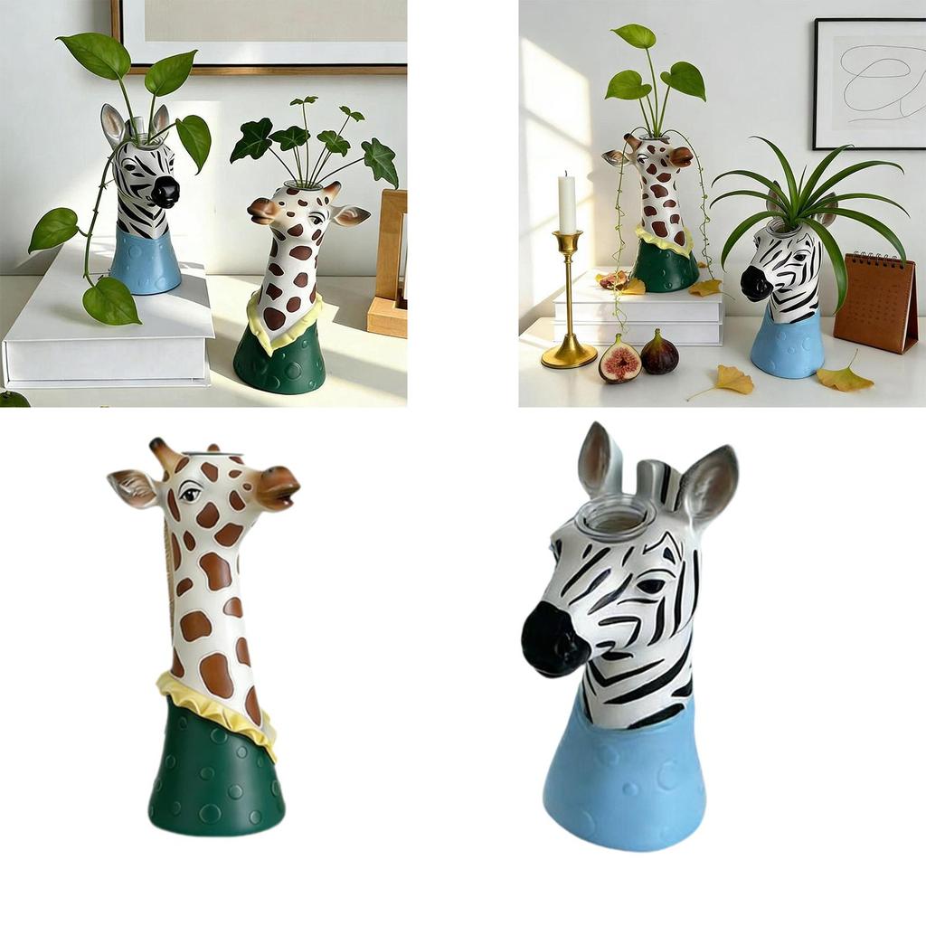 Animal Face Vase Home Decor Living Room Table Decoration Art Statue Ornaments,Creative,Dried Flower Vase Modern,