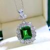 Lulu Tong 2022 Women's Luxury 925 Silver Retro Necklace with 4ct Nano Green Pendant