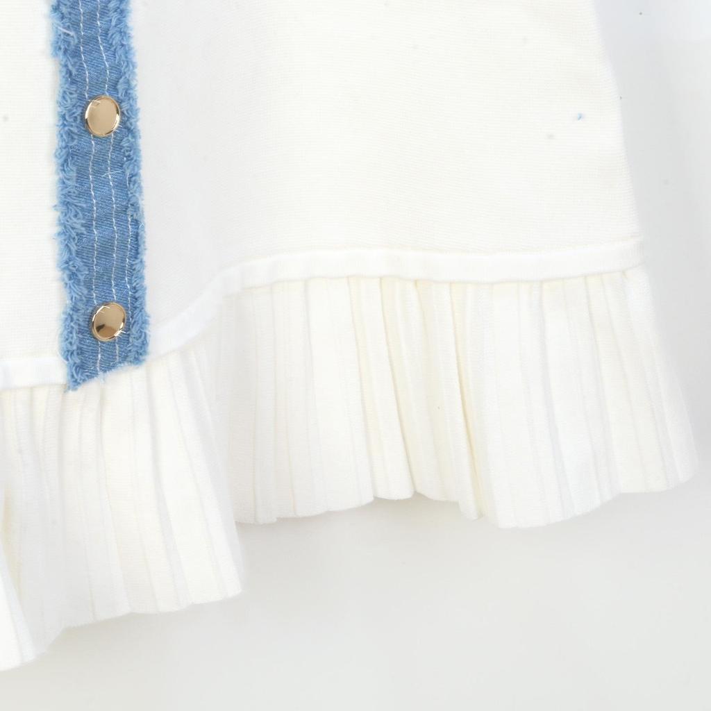 2025 Spring/Summer Elegant Sleeveless Denim Patchwork Dress with Pleated Hem