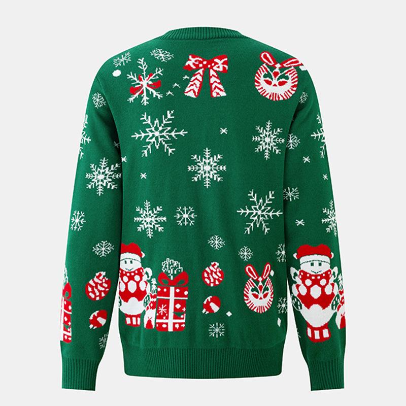 New Christmas cardigan custom autumn and winter European and American loose and versatile men's and women's casual jacquard knitted sweater jacket