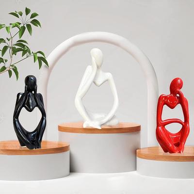 Denker-Dekorationsstatuen für die Inneneinrichtung (3er-Pack, Schwarz, Rot & Weiß)