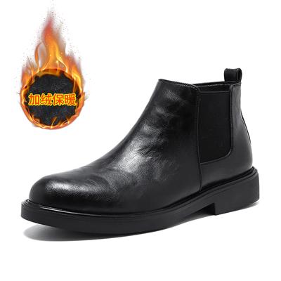 Fashion Classic Black Winter Plush Cotton Chelsea Boots Smoke Pipe Boots Chelsea Boots Men Brand 2024 Comfortable Leather Boots