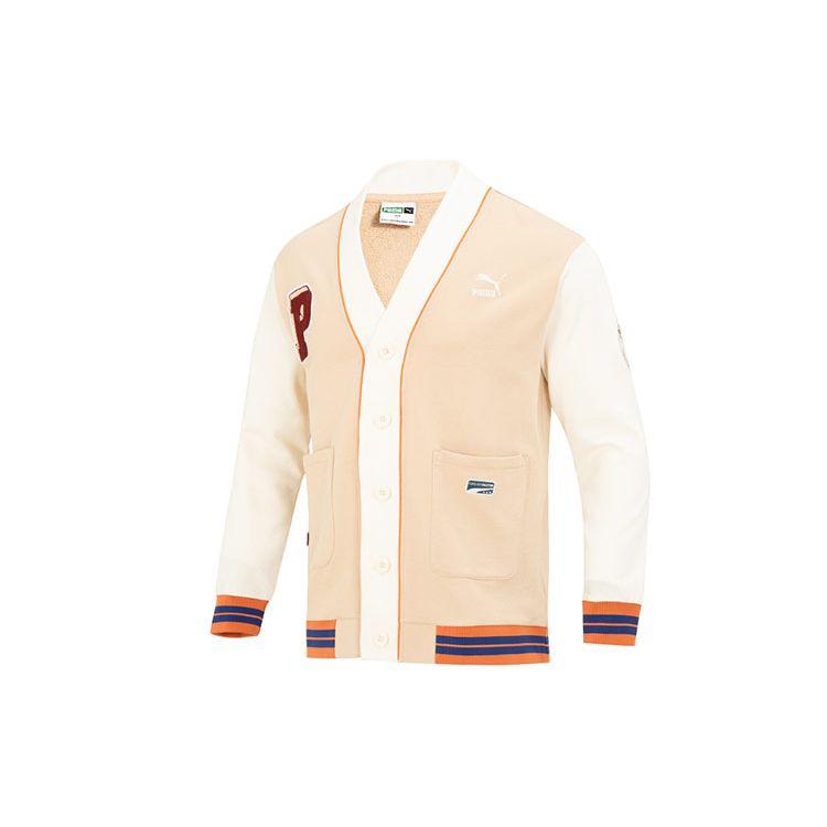 PUMA Team Badge V-Neck Cardigan Jacket Beige 677374-67 M