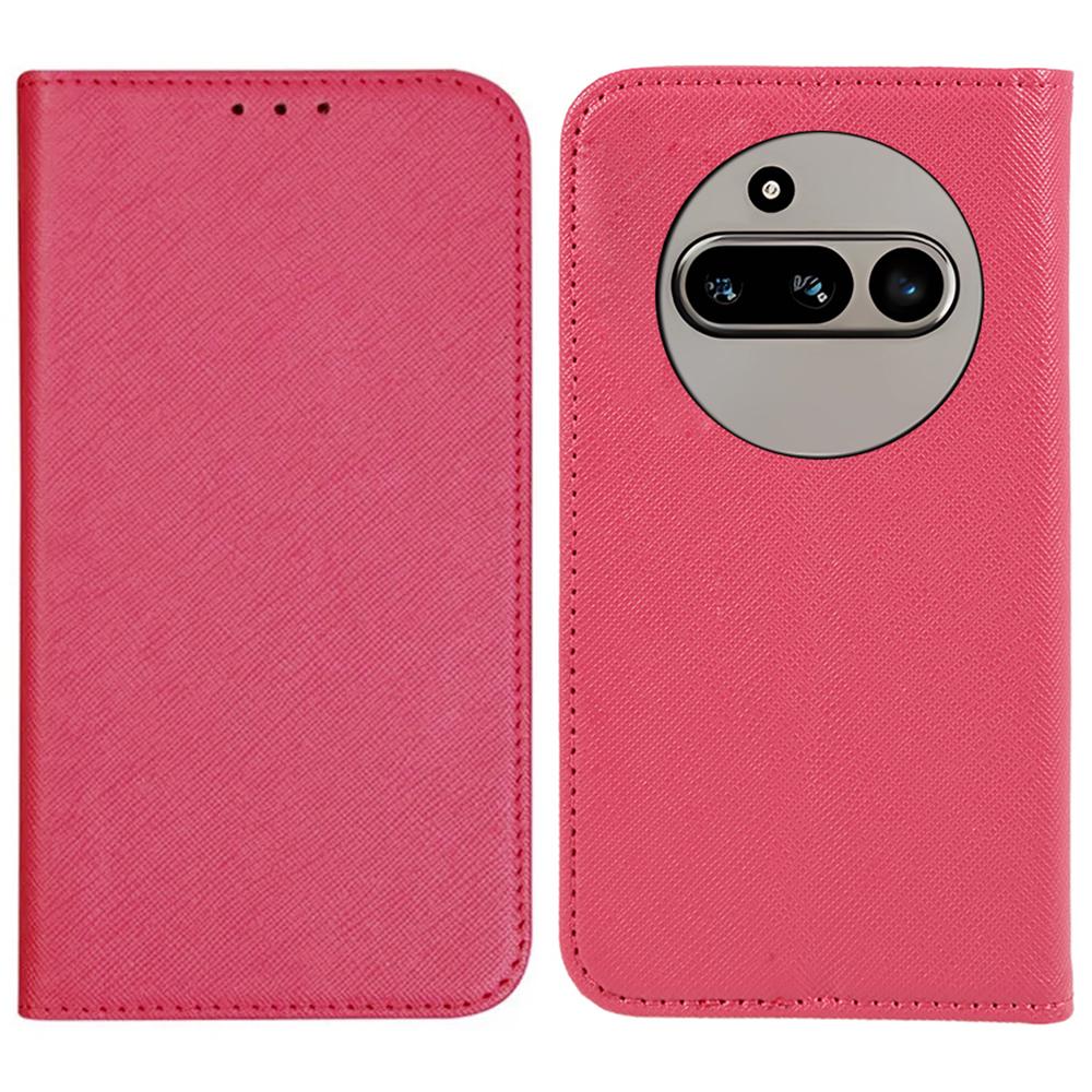 

For Nothing Phone (3a) Case Cross Texture Leather Phone Cover Hidden Magnetic Pink
