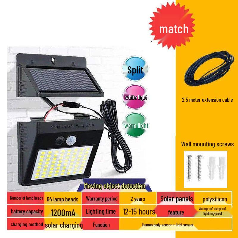 Waterproof Outdoor Solar LED Wall Light with Motion Sensor