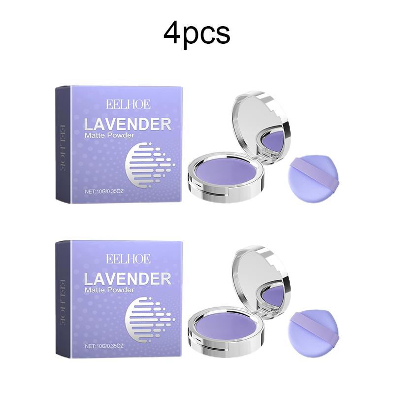 Poudre Matifiante Lavande EELHOE Éclaircissante Contrôle de l'Huile Imperméable Lissante Poudre de Fond de Teint Maquillage avec Houppette Poudre Libre Fixante