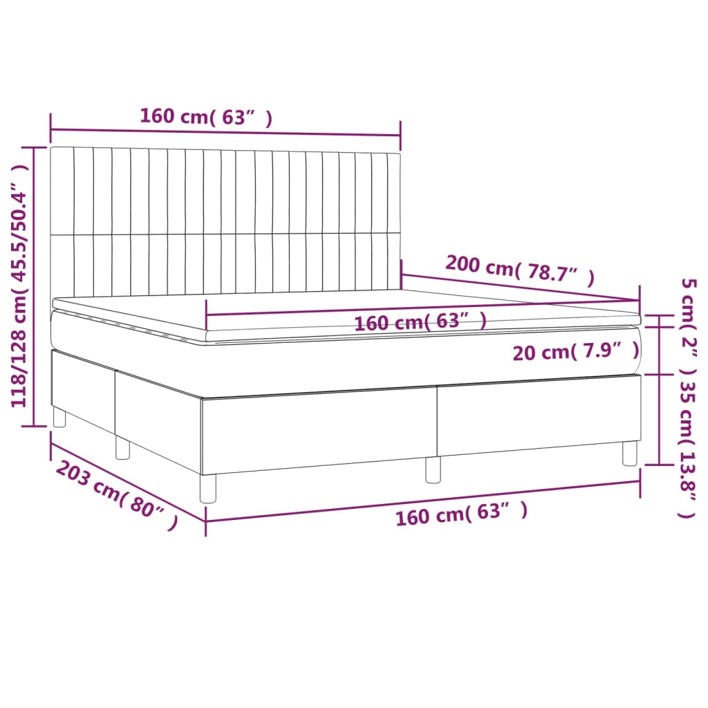 Box Spring Bed with Mattress Light Grey 160 x 200 cm Velvet