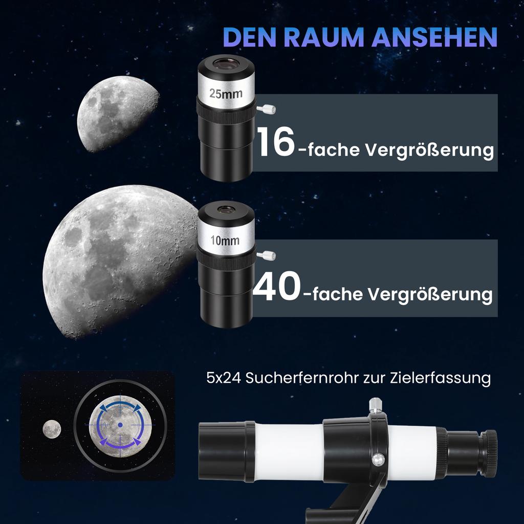 Astronomy Telescope for Adults and Beginners with 70 mm Aperture, Carry Bag, White