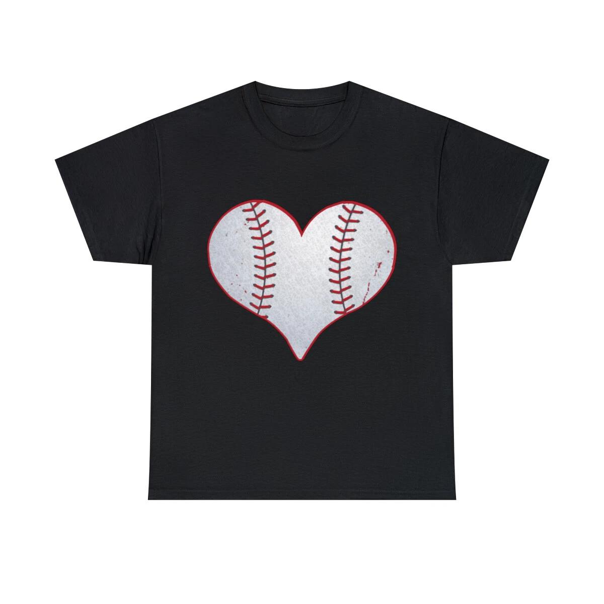 I Love Baseball Heart Graphic Tee Shirt, S-5XL S