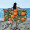 Orange Leaves Fruit Beach Towel Microfiber Oversized Sand Free Beach Towel Quick Dry, Lightweight Pool Gym Swim Towels for
