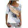 Sommer 3D-gedruckte Marmor Tie Dye Serie Damen Casual Schräghals Kurzarm T-Shirt