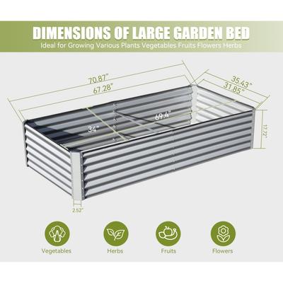 US 6x3x1.5Ft Jardiniere de grădină galvanizate înălțate Jardiniere mari înălțate Lăzi de grădină înălțate Rezistente la putrezire Jardiniere cu rădăcini adânci Pentru legume