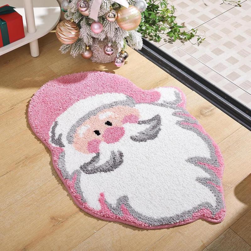 1pc Anomalous Floor Mat Santa Claus Christmas Tree Bathroom Floor Mat Living Room Entrance Door Mat Holiday Decoration Carpet