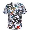 Card Puzzle T-shirt Multicolor Multishape 3D Printing T Shirts Round Neck Short Sleeves For