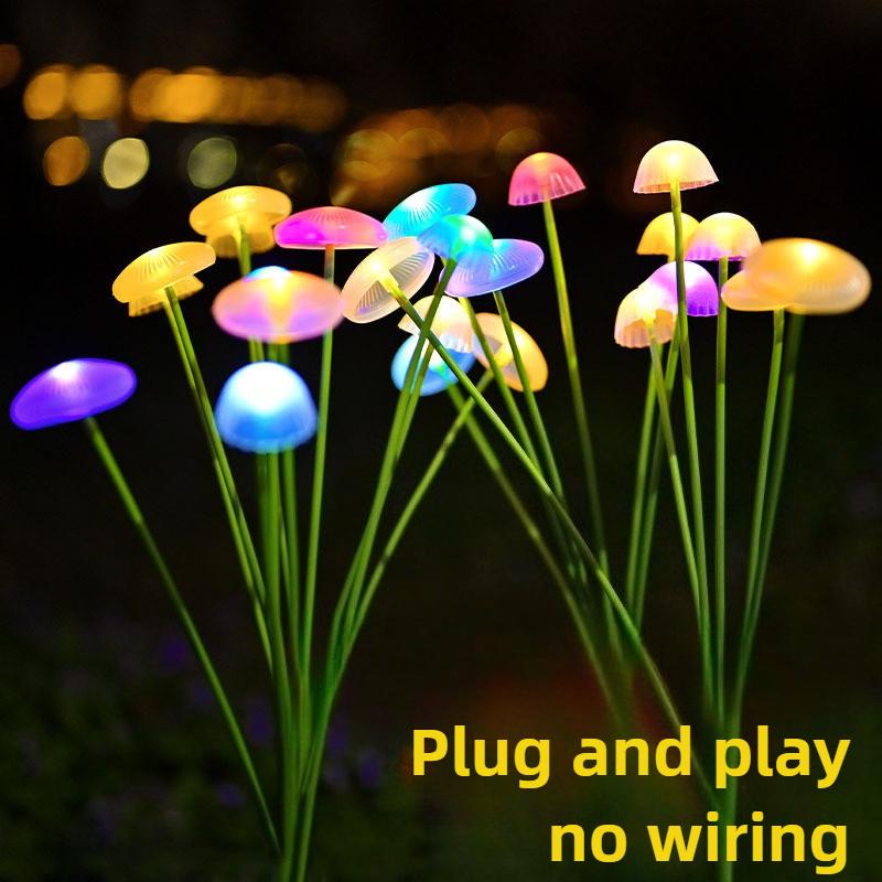 Mushroom Solar Lights LED Outdoor Waterproof Decorative Garden Jellyfish Sway Solar Lights for Yard Lawn Christmas Pathway Patio