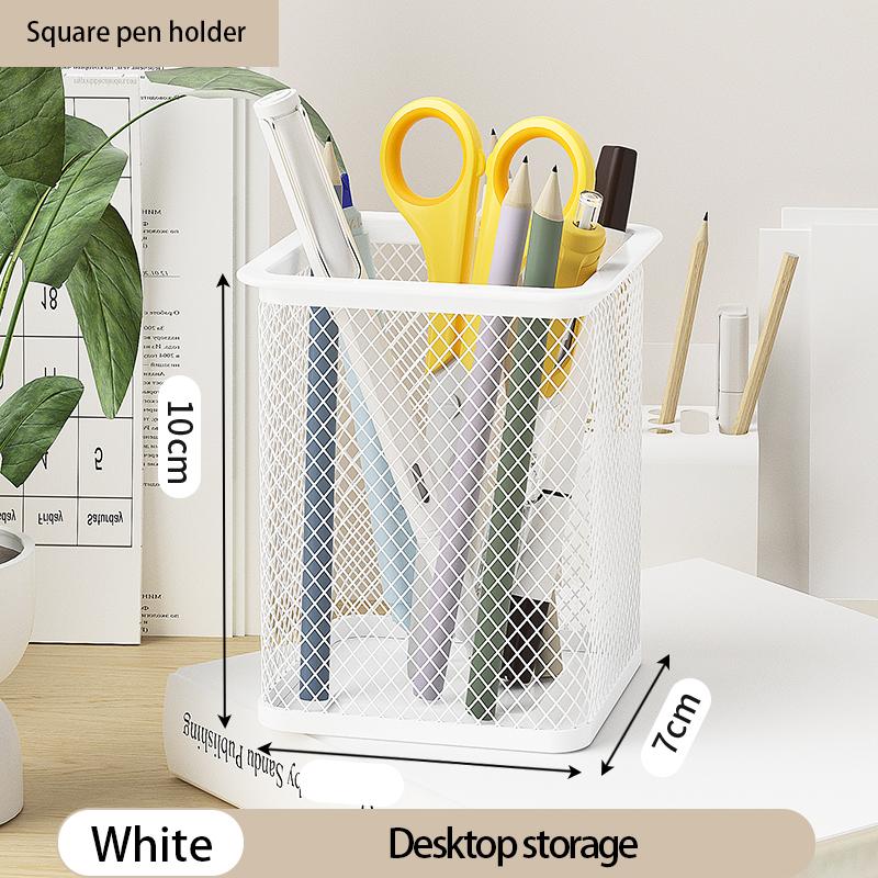 Container Desk Organizer Container Black Desktop Metal Pen Holders Mesh Pencil Cup Pen Case