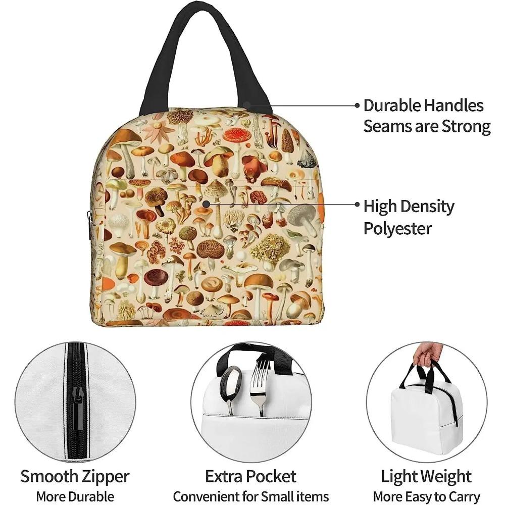 Vintage Pilz Isolierte Lunchtasche Frauen Mädchen Wiederverwendbare Lunchbox für Kinder Auslaufsichere Kühltasche für Schule Arbeit Reise Picknick